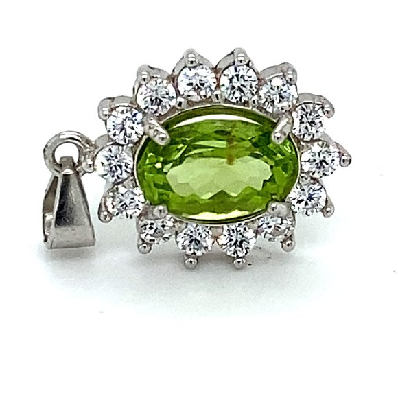 Peridot 1.25ct White Gold Finish Silver Pendant - Picture 1 of 6
